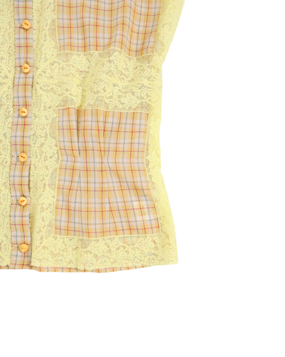 FUMIKA UCHIDA / PLAID VOILE SLEEVELESS SHIRT / YELLOW