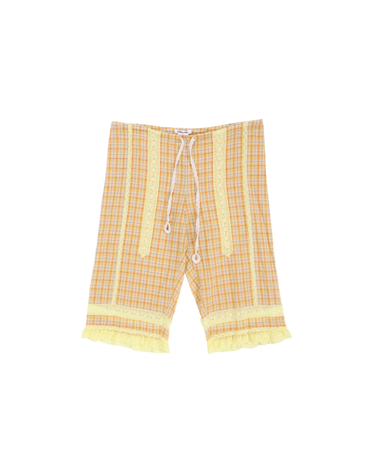 FUMIKA UCHIDA / PLAID VOILE CROPPED PANTS / YELLOW