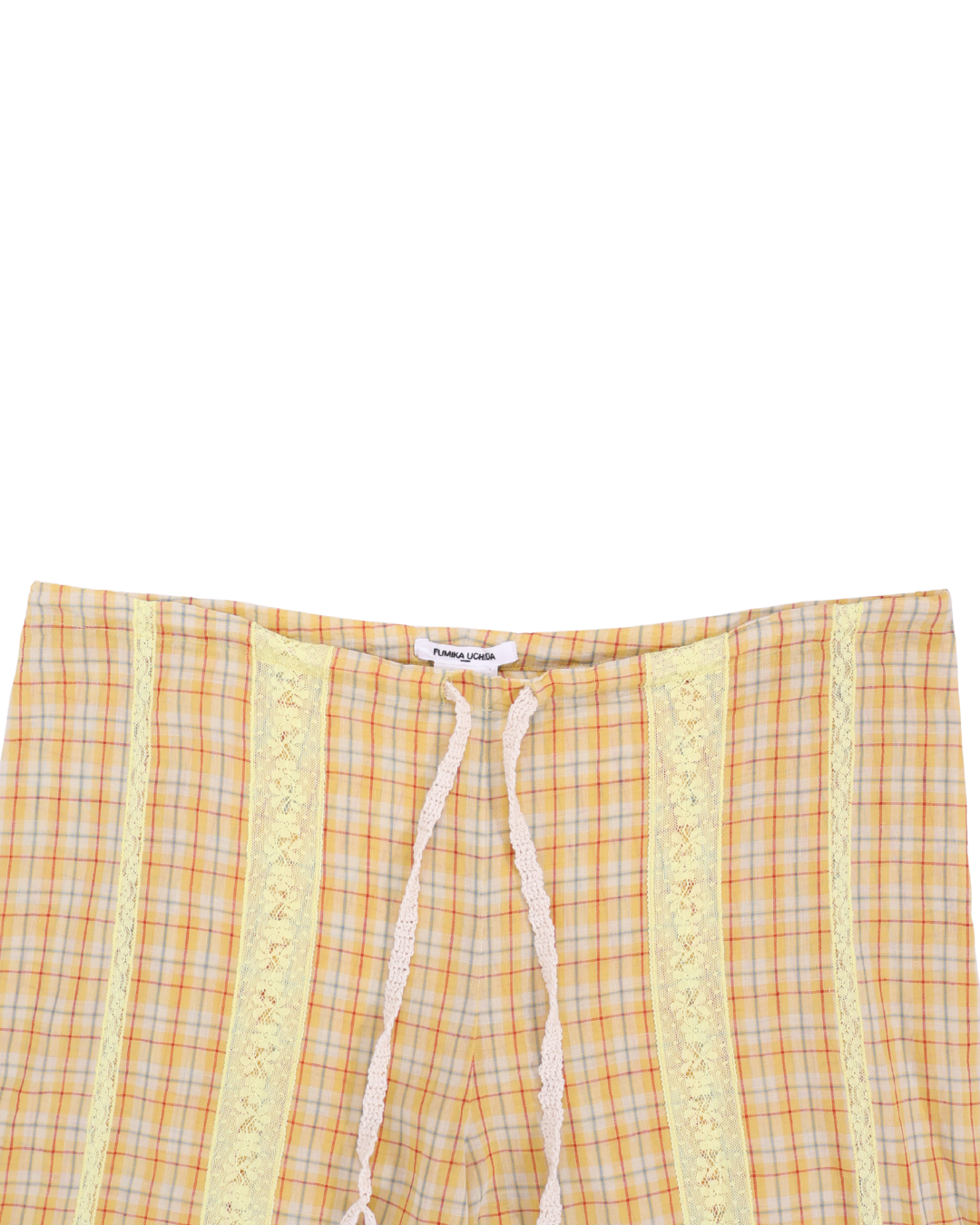 FUMIKA UCHIDA / PLAID VOILE CROPPED PANTS / YELLOW