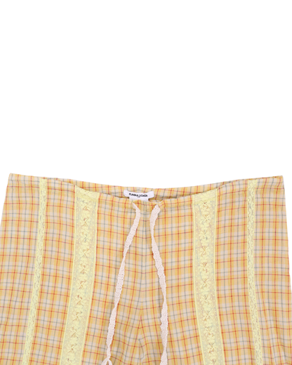 FUMIKA UCHIDA / PLAID VOILE CROPPED PANTS / YELLOW