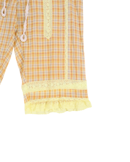 FUMIKA UCHIDA / PLAID VOILE CROPPED PANTS / YELLOW