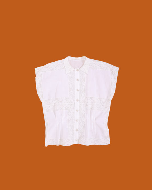 FUMIKA UCHIDA / KHADI SLEEVELESS SHIRT / OFFWHITE