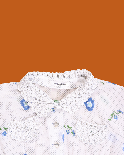 FUMIKA UCHIDA / ALLOVER EMB.SHORT SLEEVE SHIRT / WHITE