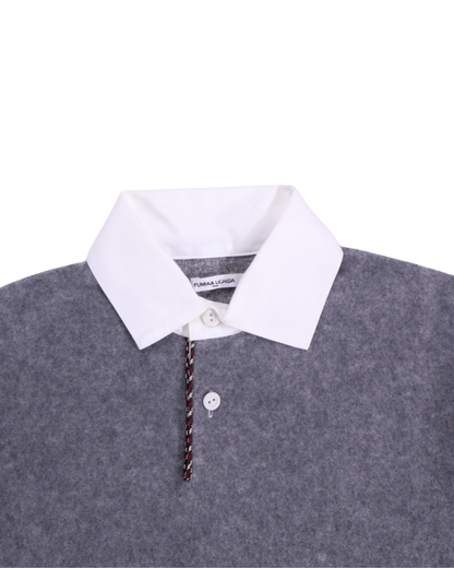 FUMIKA UCHIDA / WOOL FRENCH TERRY RUGBY SHIRT / TOP GREY