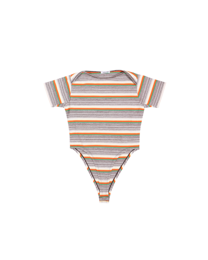 FUMIKA UCHIDA / GRANDRELLE MULTI STRIPE BODYSUIT / BROWN