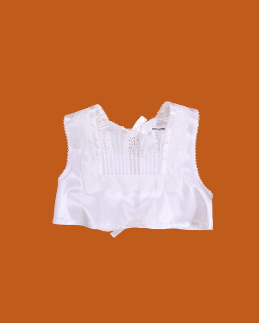 FUMIKA UCHIDA /STRETCH SATIN BIB TOP / WHITE