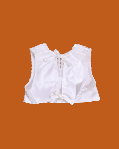 FUMIKA UCHIDA /STRETCH SATIN BIB TOP / WHITE