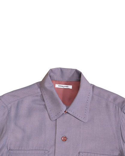 FUMIKA UCHIDA / CHAMBRAY SHORT SLEEVE SHIRT / MAUVE GREY