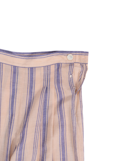 FUMIKA UCHIDA / STRIPED KHADI TIERED PANTS / PINKBEIGE