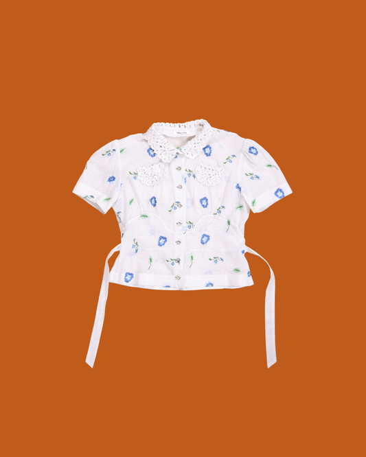 FUMIKA UCHIDA / ALLOVER EMB.SHORT SLEEVE SHIRT / WHITE