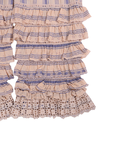 FUMIKA UCHIDA / STRIPED KHADI TIERED PANTS / PINKBEIGE