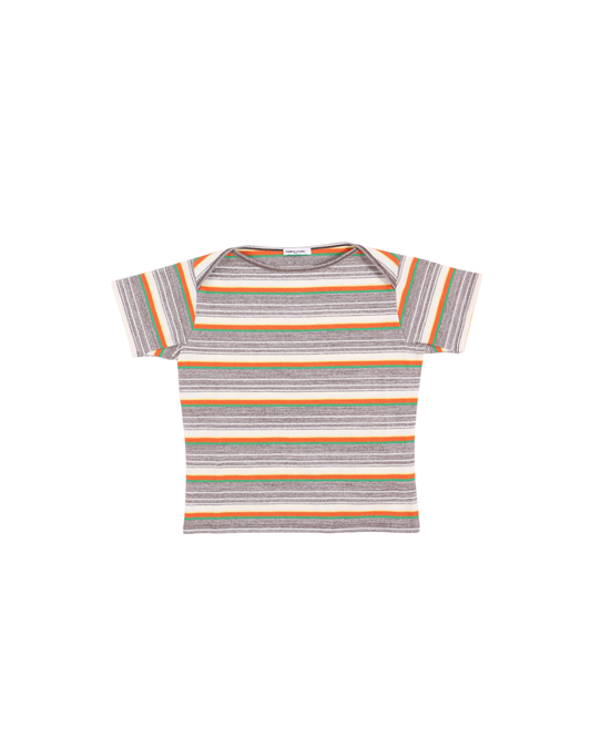 FUMIKA UCHIDA / GRANDRELLE MULTI STRIPE T-SHIRT / BROWN