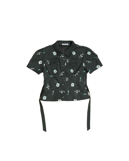 FUMIKA UCHIDA / ALLOVER EMB.SHORT SLEEVE SHIRT / BOTTLE GREEN