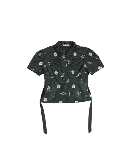 FUMIKA UCHIDA / ALLOVER EMB.SHORT SLEEVE SHIRT / BOTTLE GREEN