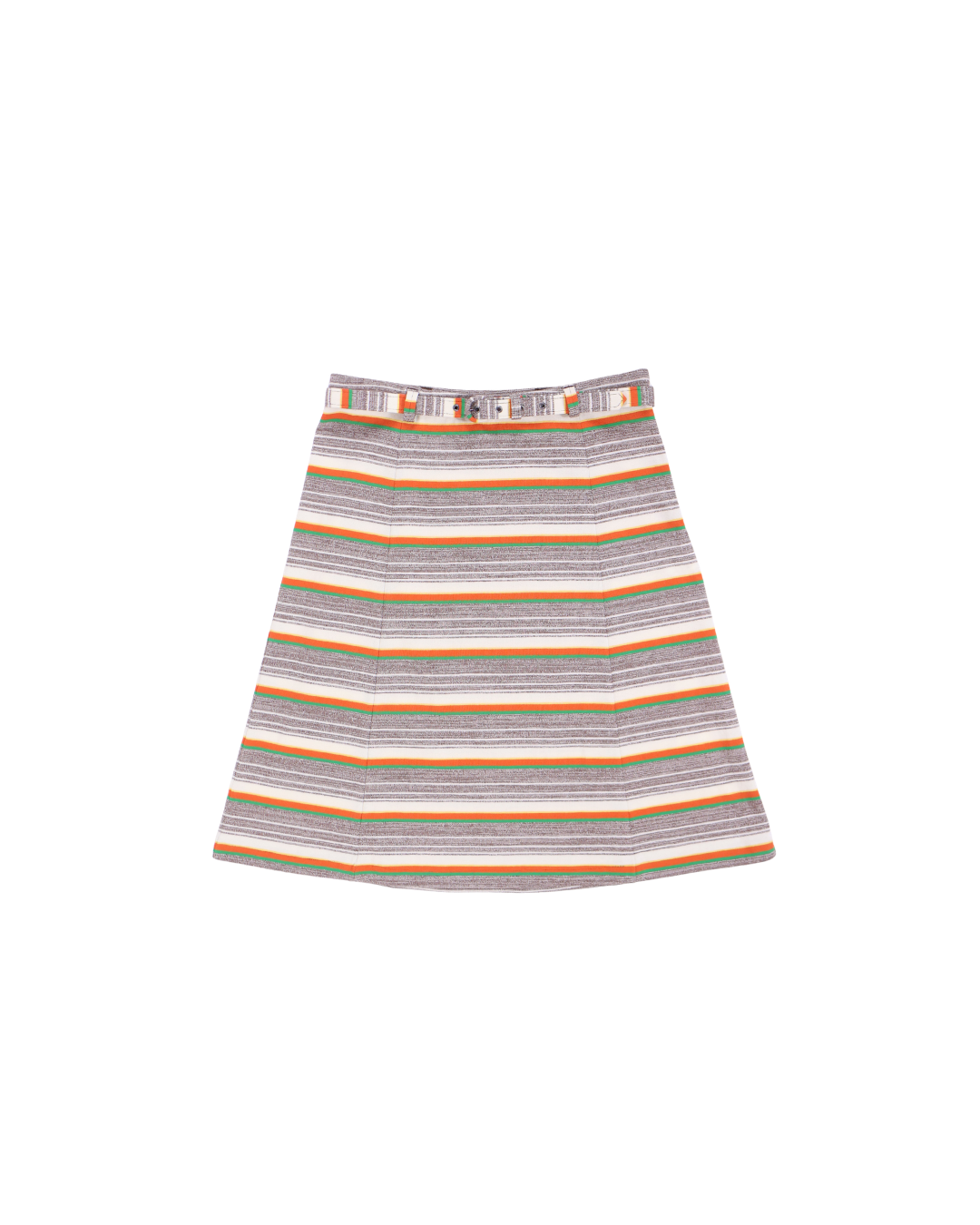 FUMIKA UCHIDA / GRANDRELLE MULTI STRIPE BELTED SKIRT / BROWN