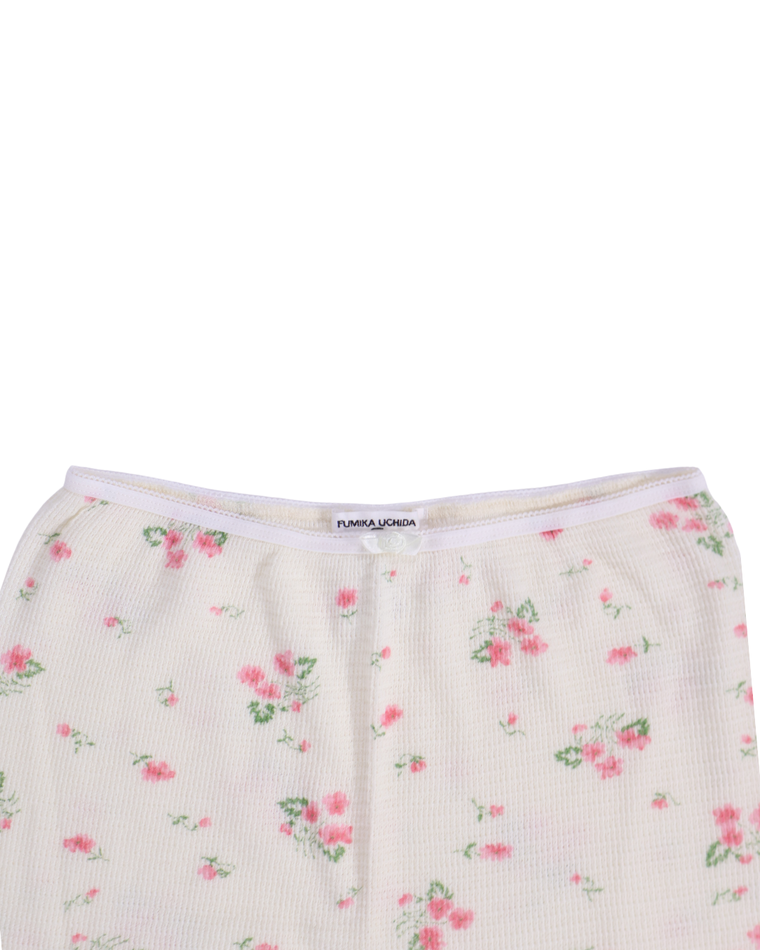 FUMIKA UCHIDA / FLORAL PRINT WAFFLE CROPPED PANTS / IVORY