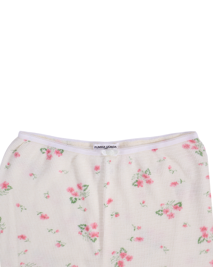 FUMIKA UCHIDA / FLORAL PRINT WAFFLE CROPPED PANTS / IVORY