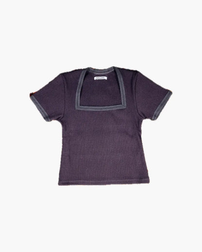 FUMIKA_UCHIDA / EYELET RIB STITCH SQUARE-NECK T-SHIRT / CHARCOAL FUMIKA_UCHIDA 601 | オンラインストア