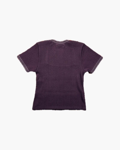 FUMIKA UCHIDA/ EYELET RIB STITCH SQUARE-NECK T-SHIRT / CHARCOAL FUMIKA UCHIDA/ EYELET RIB STITCH SQUARE-NECK T-SHIRT / CHARCOAL