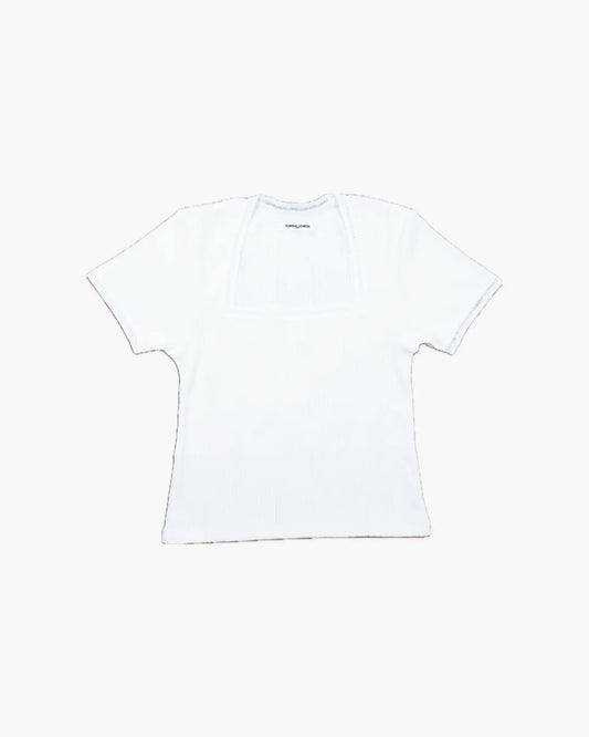 FUMIKA_UCHIDA / EYELET RIB STITCH SQUARE-NECK T-SHIRT / OFFWHITE FUMIKA_UCHIDA 601 | オンラインストア