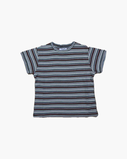 fumika uchida マルチカラーストライプTシャツ FUMIKA UCHIDA / MULTICOLOR STRIPE T-SHIRT / BROWN/BORDEAUX