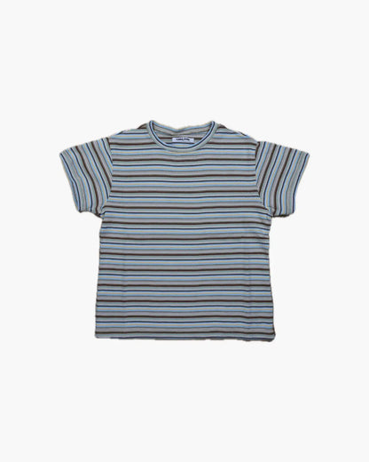 FUMIKA UCHIDA / MULTICOLOR STRIPE T-SHIRT / WHITE/BEIGE/BROWN FUMIKA UCHIDA / MULTICOLOR STRIPE T-SHIRT / WHITE/BEIGE/BROWN