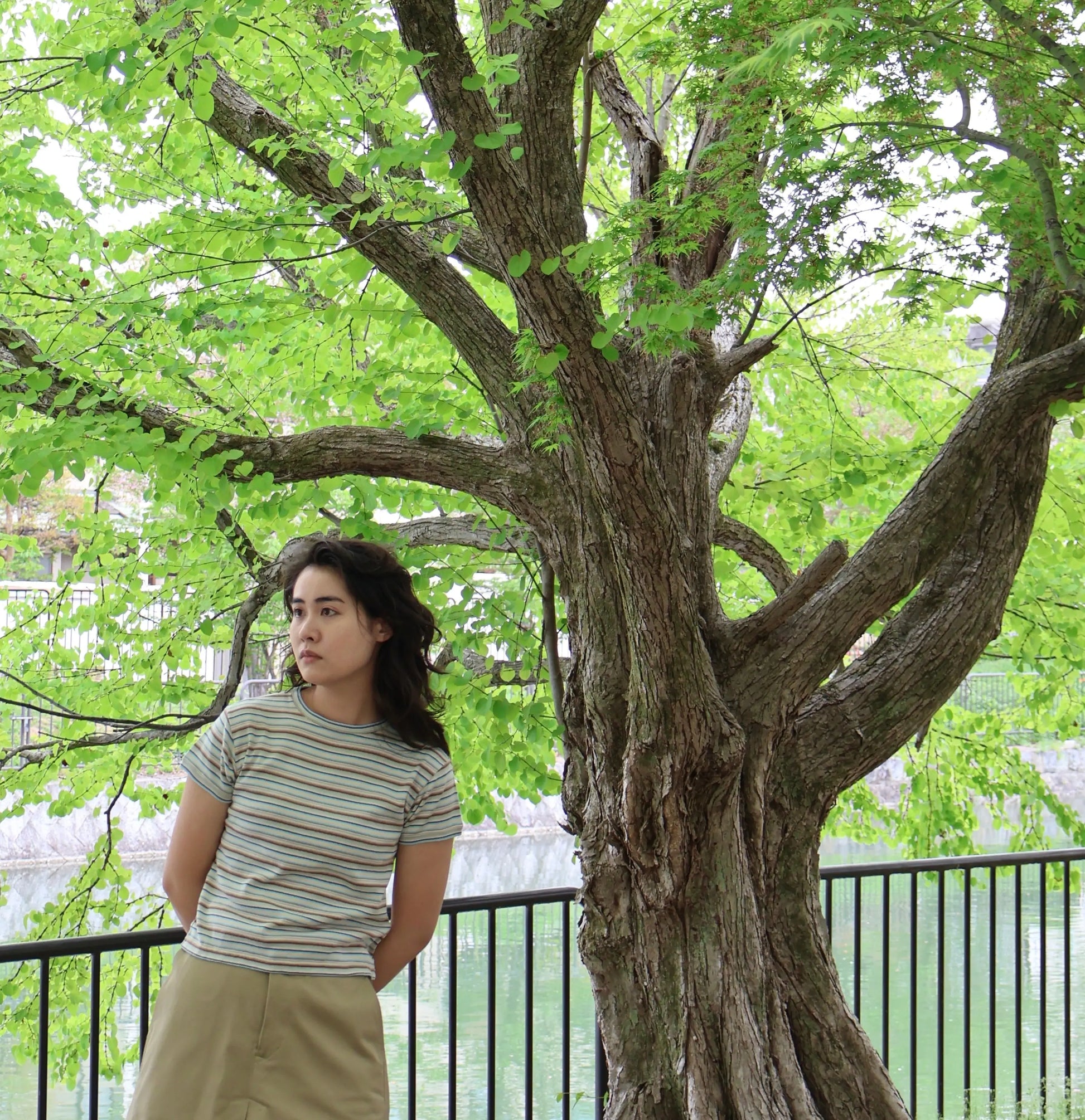 FUMIKA_UCHIDA / MULTICOLOR STRIPE T-SHIRT / WHITE/BEIGE/BROWN FUMIKA_UCHIDA 601 | オンラインストア