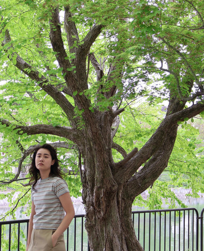 FUMIKA_UCHIDA / MULTICOLOR STRIPE T-SHIRT / WHITE/BEIGE/BROWN FUMIKA_UCHIDA 601 | オンラインストア