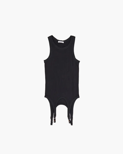 FUMIKA UCHIDA / NEEDLE DRAWING GARTER TANKTOP / BLACK – 601 | 京都 FUMIKA UCHIDA / NEEDLE DRAWING GARTER TANKTOP / BLACK – 601 | 京都