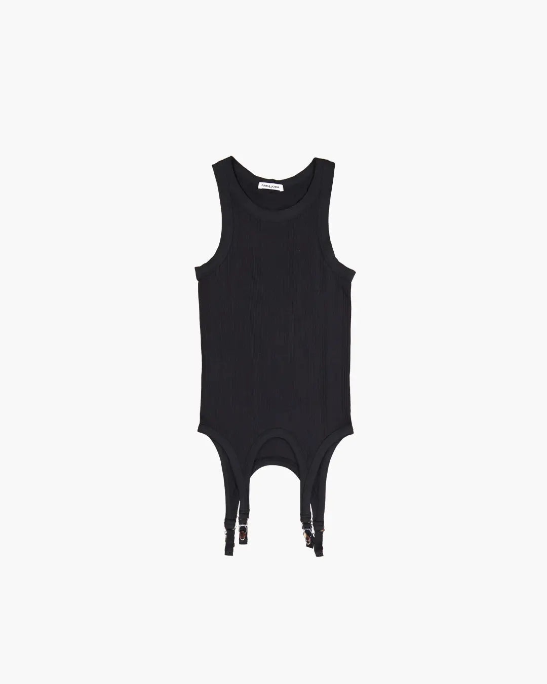 FUMIKA_UCHIDA / NEEDLE DRAWING GARTER TANKTOP / BLACK - 601 | 京都ウィメンズセレクトショップ
