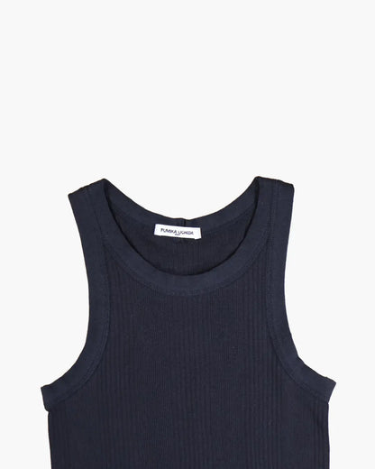 FUMIKA_UCHIDA / NEEDLE DRAWING GARTER TANKTOP / BLACK - 601 | 京都ウィメンズセレクトショップ