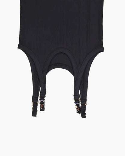 FUMIKA_UCHIDA / NEEDLE DRAWING GARTER TANKTOP / BLACK - 601 | 京都ウィメンズセレクトショップ