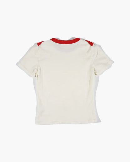 FUMIKA UCHIDA / TRIMMED DOUBLE NECK TEE / OFFWHITE/RED - 601 FUMIKA UCHIDA / TRIMMED DOUBLE NECK TEE / OFFWHITE/RED - 601