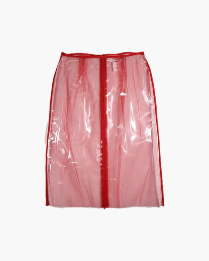 FUMIKA_UCHIDA / VINYL/TULLE ZIPPED MIDI SKIRT / RED