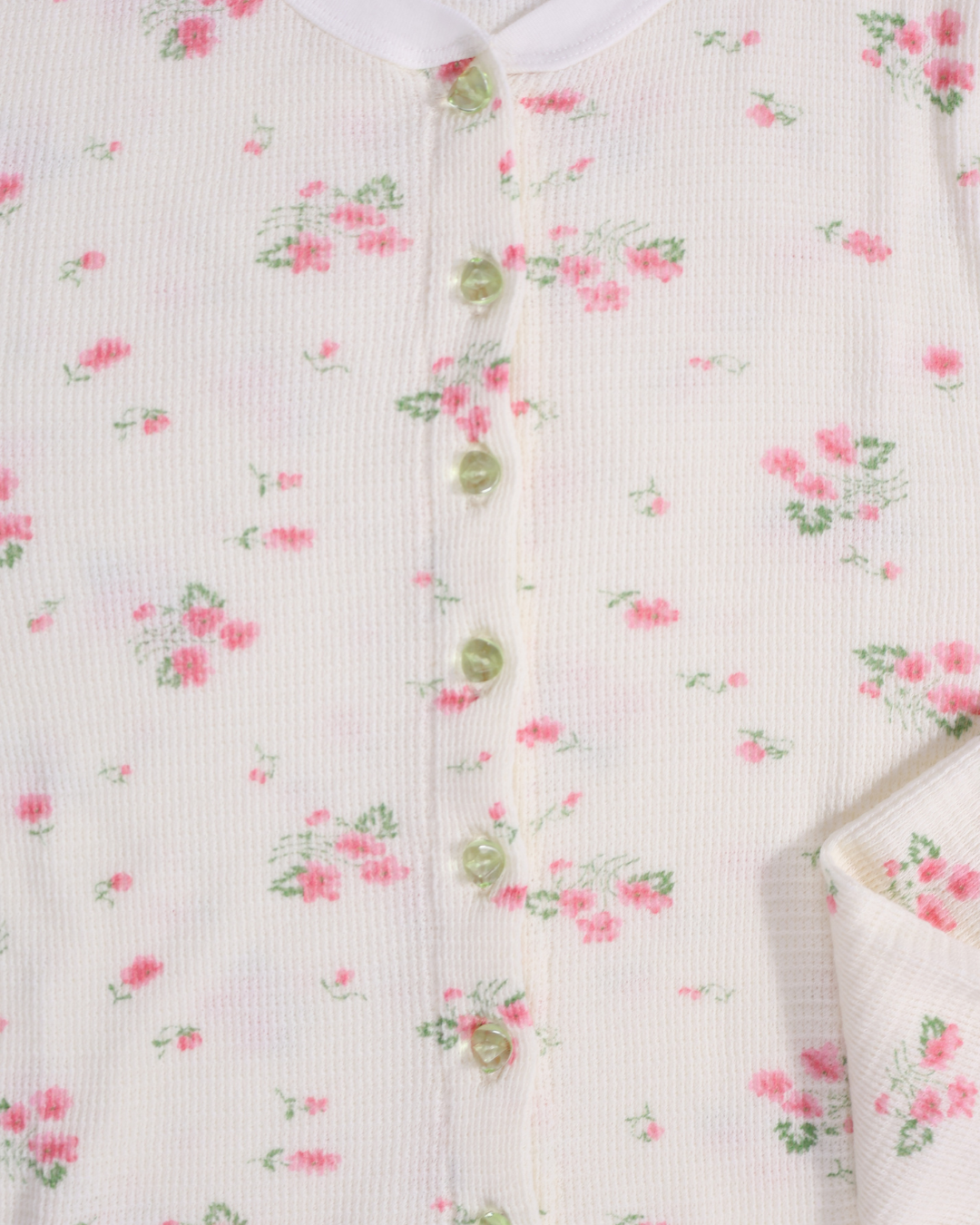 FUMIKA UCHIDA / FLORAL PRINT WAFFLE CARDIGAN / IVORY