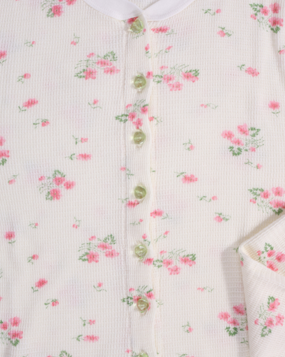 FUMIKA UCHIDA / FLORAL PRINT WAFFLE CARDIGAN / IVORY