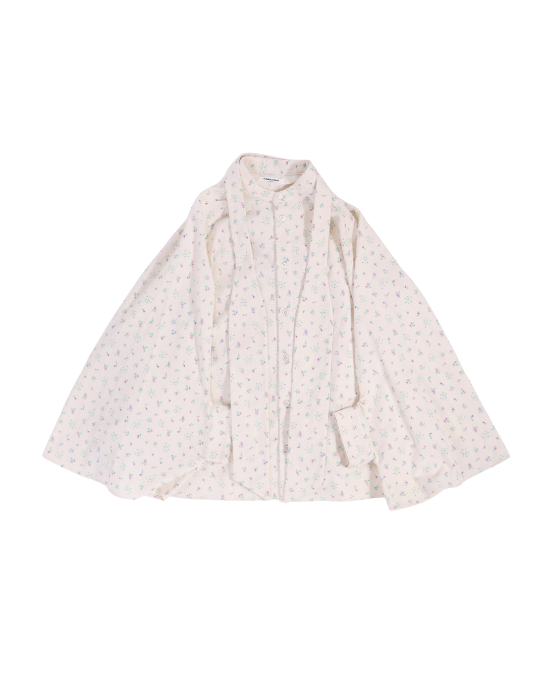 FUMIKA UCHIDA / DOUBLE NAPPED FLANNEL BOW CAPE SHIRT / FLORAL PURPLE