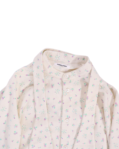 FUMIKA UCHIDA / DOUBLE NAPPED FLANNEL BOW CAPE SHIRT / FLORAL PURPLE