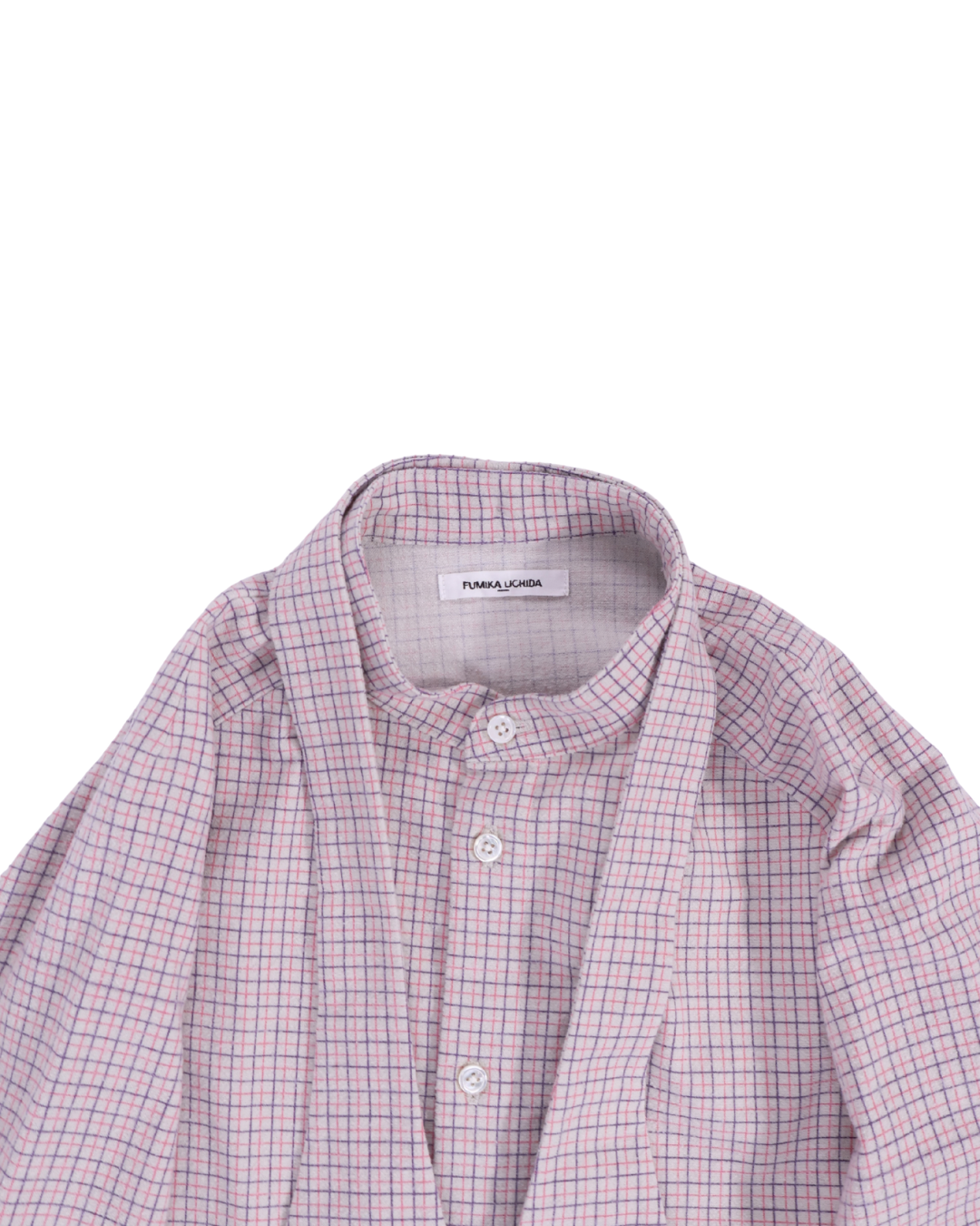 FUMIKA UCHIDA / DOUBLE NAPPED FLANNEL BOW CAPE SHIRT / GRAPH PLAID