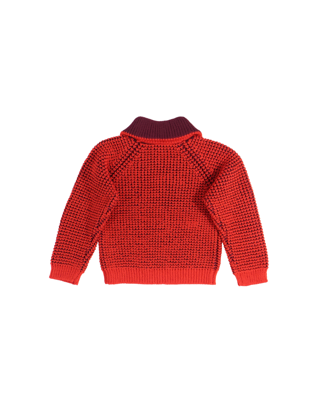 FUMIKA UCHIDA / POPCORN STITCH ROLL COLLAR SWEATER / RED/BURGUNDY