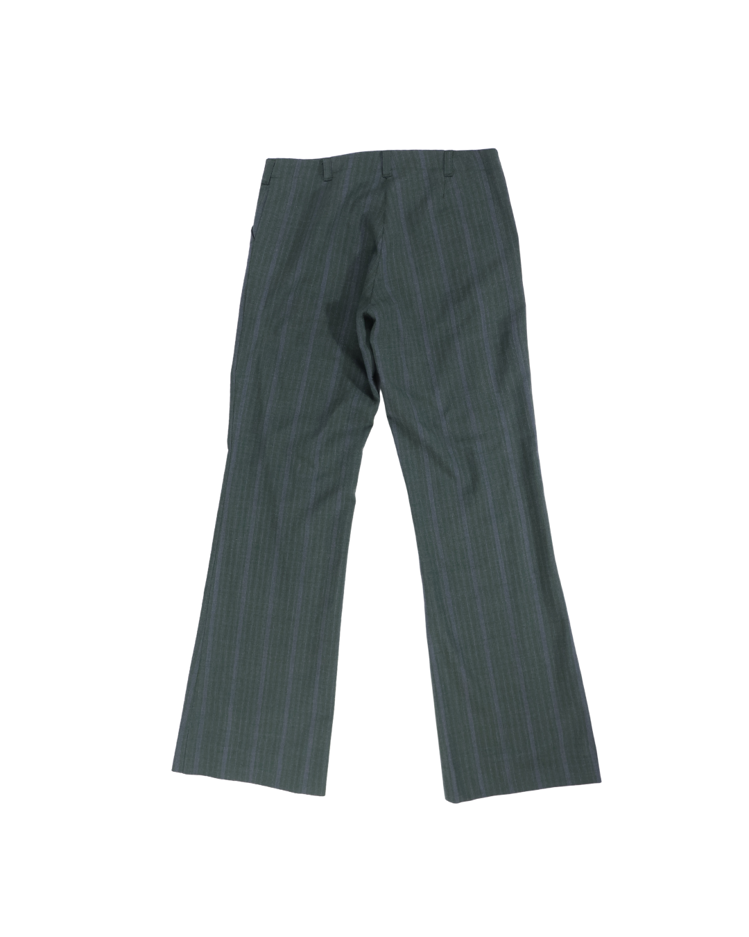 FUMIKA UCHIDA / STRIPED WOOL SUITING LOW-WAIST PANTS / TOP GREEN