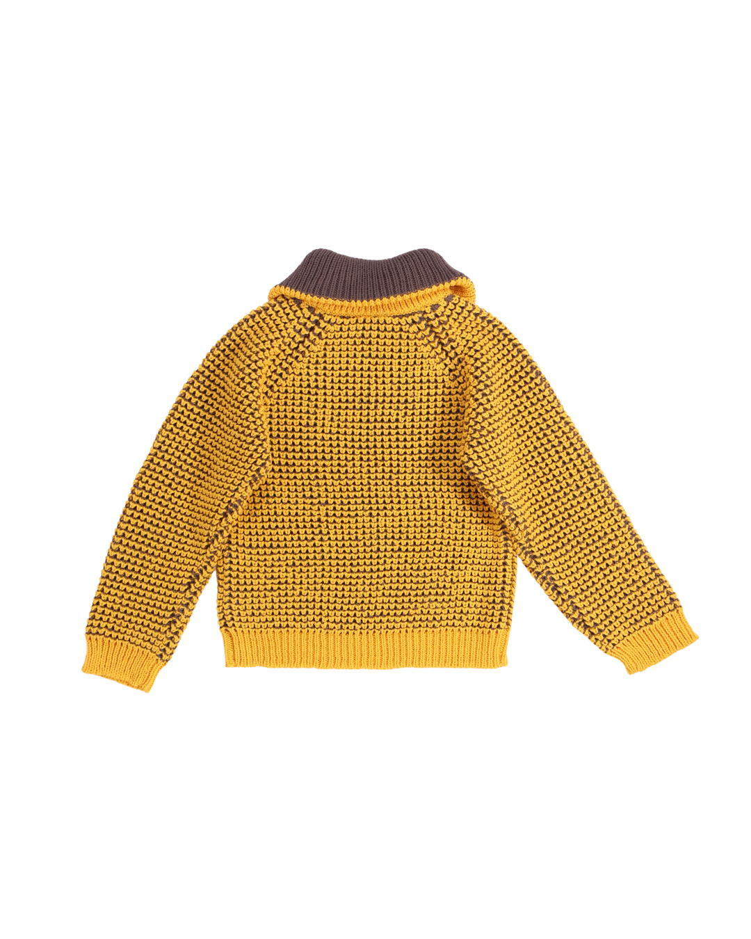 FUMIKA UCHIDA / POPCORN STITCH ROLL COLLAR SWEATER / MUSTARD/BROWN