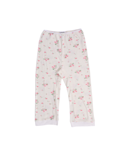 FUMIKA UCHIDA / FLORAL PRINT WAFFLE CROPPED PANTS / IVORY