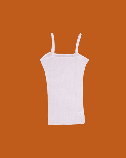 FUMIKA UCHIDA / GAUZE DROP-NEEDLE RIBBED CAMISOLE / OFF WHITE