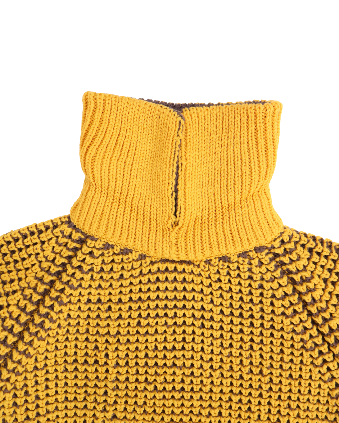 FUMIKA UCHIDA / POPCORN STITCH ROLL COLLAR SWEATER / MUSTARD/BROWN