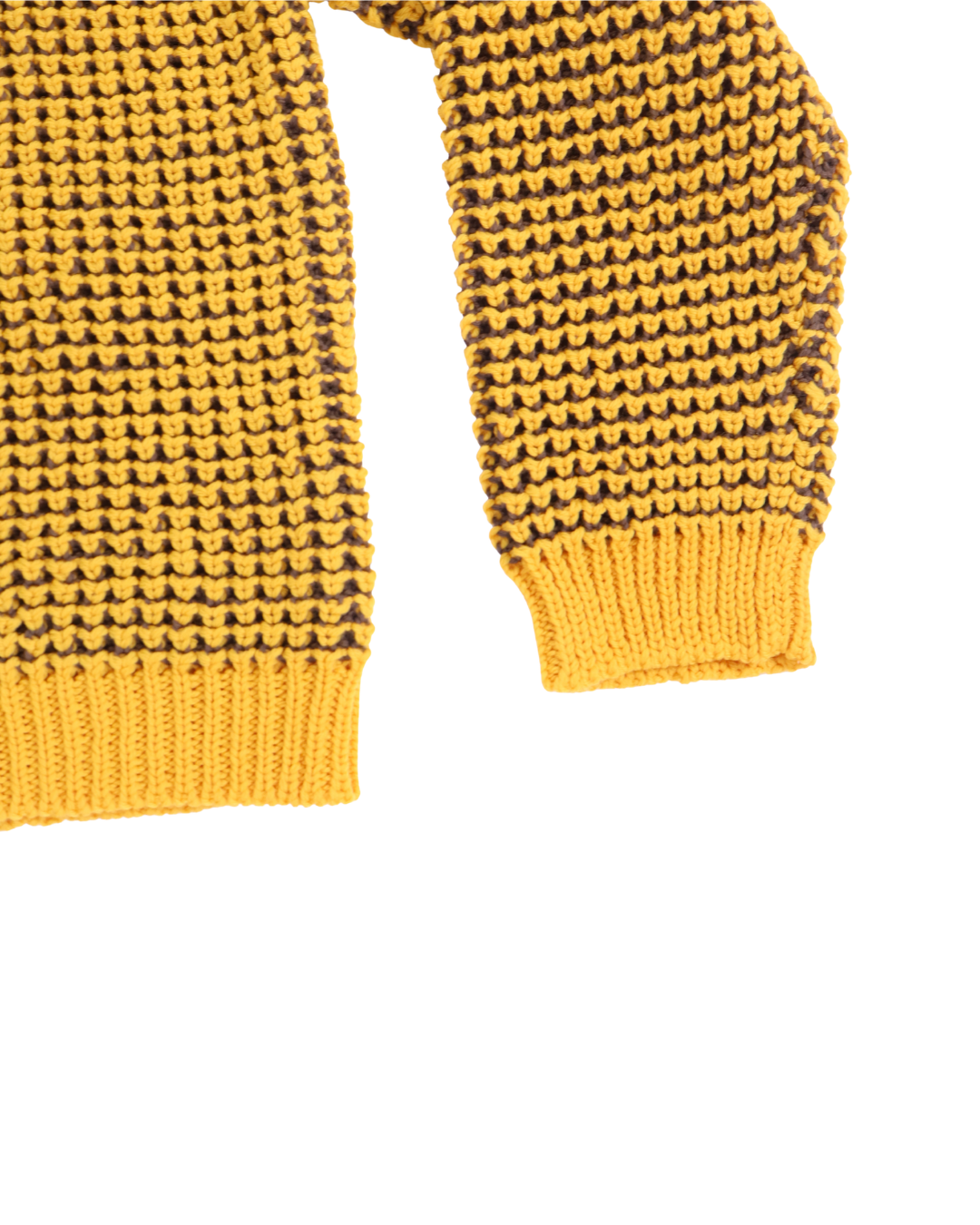 FUMIKA UCHIDA / POPCORN STITCH ROLL COLLAR SWEATER / MUSTARD/BROWN