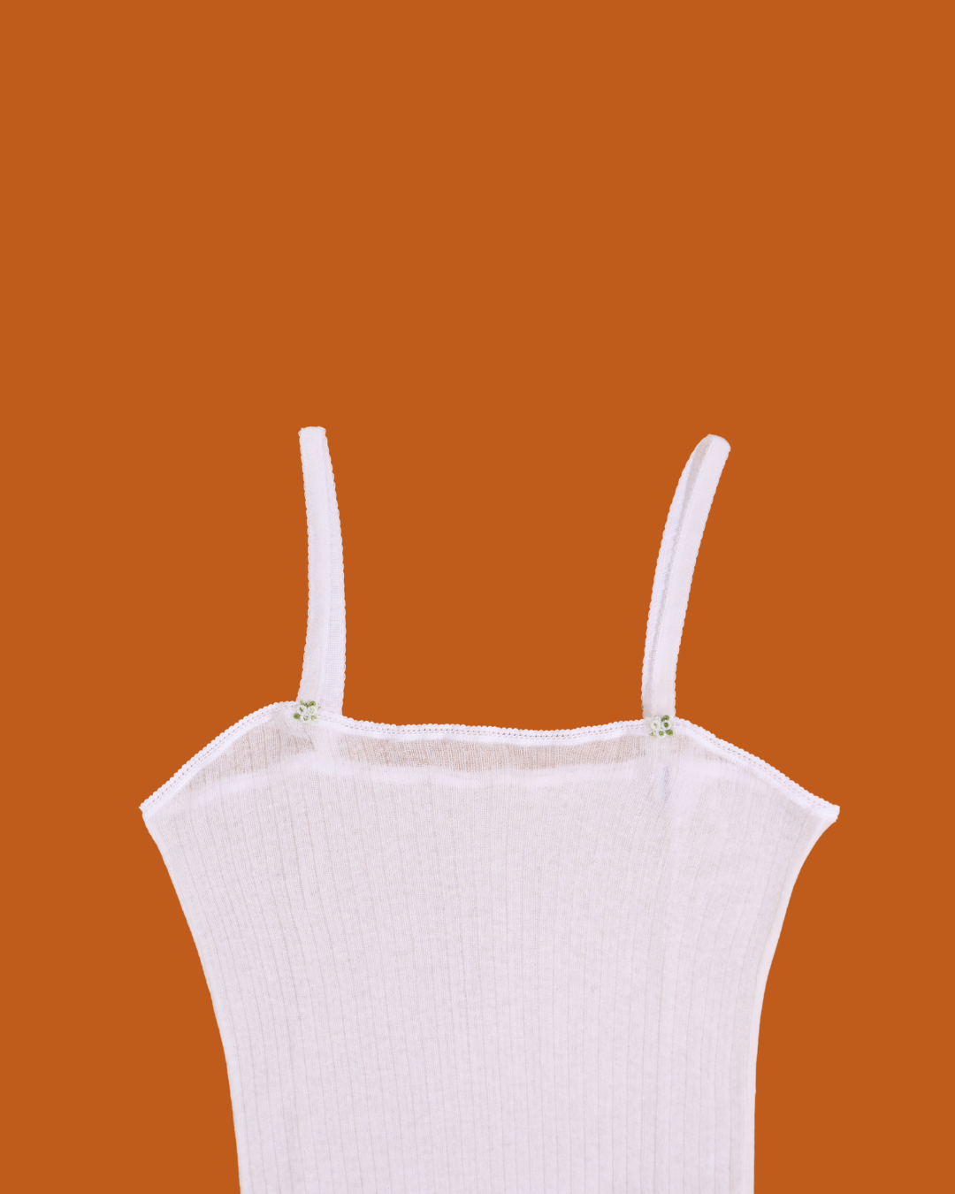 FUMIKA UCHIDA / GAUZE DROP-NEEDLE RIBBED CAMISOLE / OFF WHITE