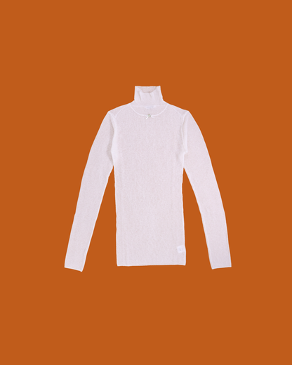 FUMIKA UCHIDA / GAUZE RIBBED TURTLENECK SWEATER / OFF WHITE