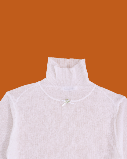 FUMIKA UCHIDA / GAUZE RIBBED TURTLENECK SWEATER / OFF WHITE