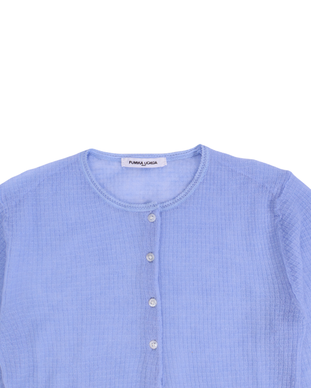 FUMIKA UCHIDA / GAUZE WAFFLE HENLEYNECK SWEATER / LIGHT BLUE